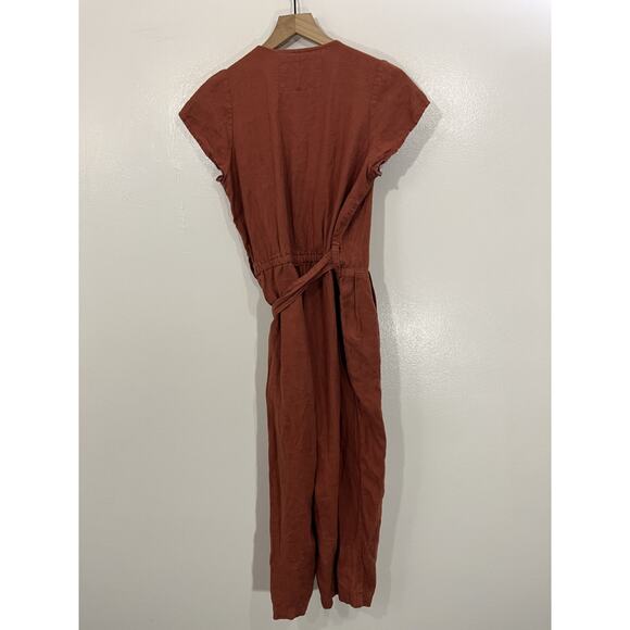 Not Perfect Linen Margaret Sleeveless Linen Jumpsuit Tie Wrap S European Luxury - Picture 8 of 15